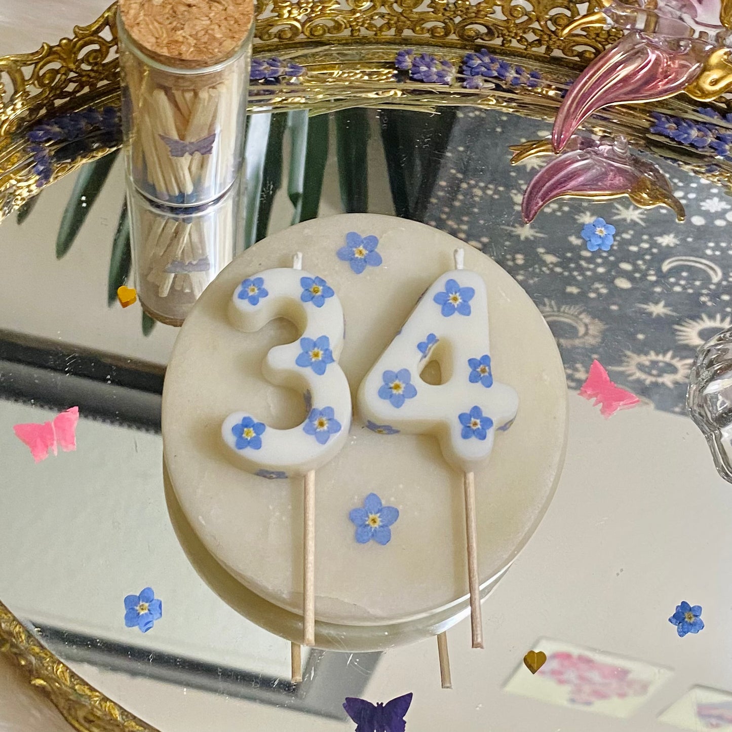 MTO ✿ Forget Me Not Birthday Candle Numbers