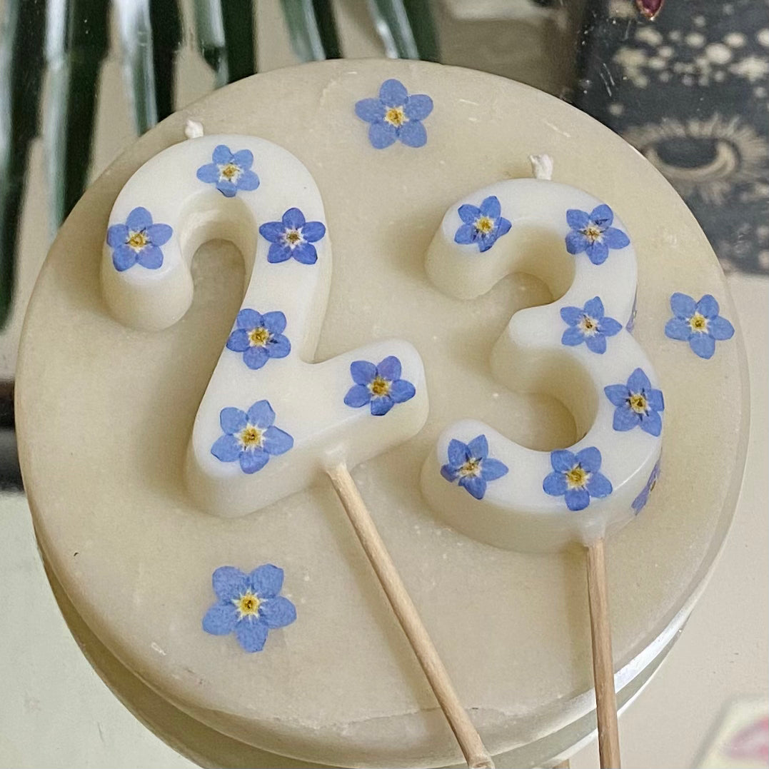 MTO ✿ Forget Me Not Birthday Candle Numbers